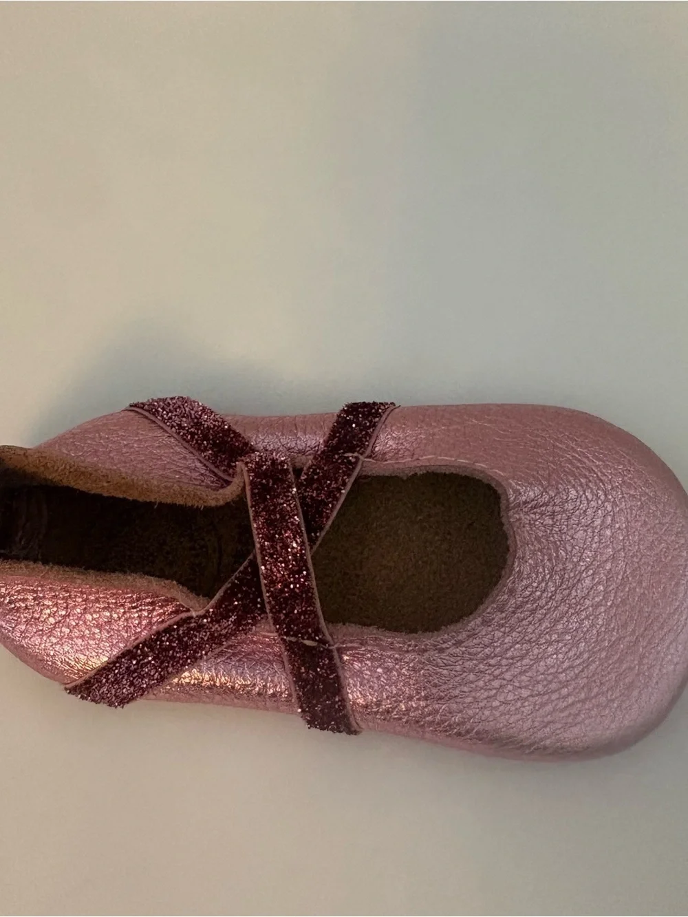 Freshly Picked frosted rose shiny metallic ballet slipper size 5
